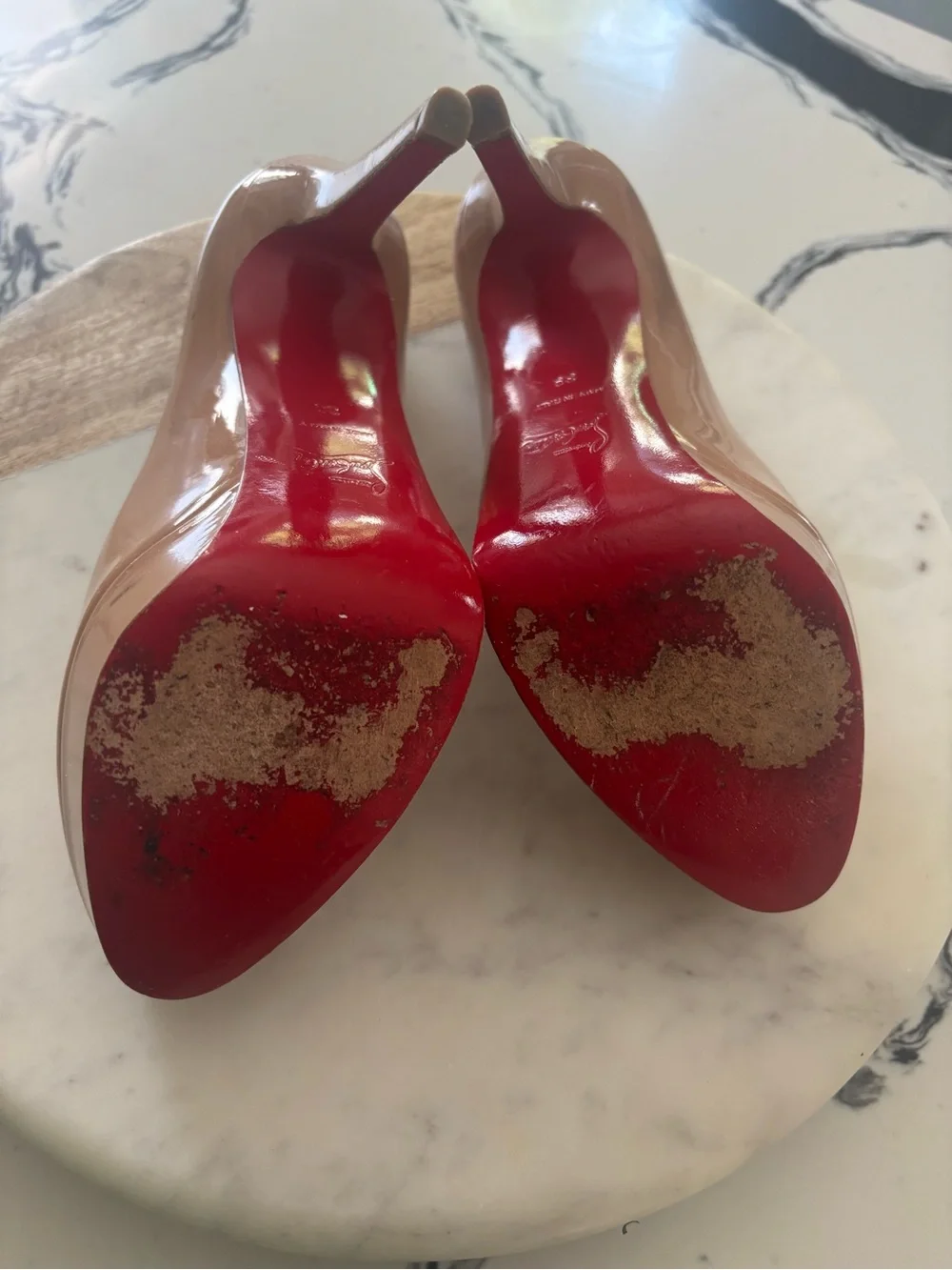 Christian Louboutin Patent Leather Nude Pumps